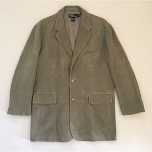 Polo Ralph Lauren Genuine Suede Leather Hunting Blazer Sportcoat Sz L Mint Green